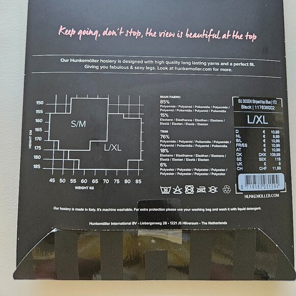 Hunkemoller 117636002 Stripe Top Stay Ups Black (Striped Top Blue) Size L/XL - Picture 4 of 5